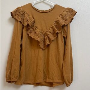 Girls Brown Ruffle Top